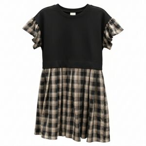 Entro Mixed Media Twofer Plaid Mini Dress Medium Lagenlook Academia